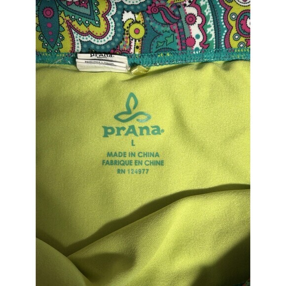 PRANA Women's L Green Purple White Bikini Bottoms Swim Surf Exercise LAVANA - Picture 3 of 5
